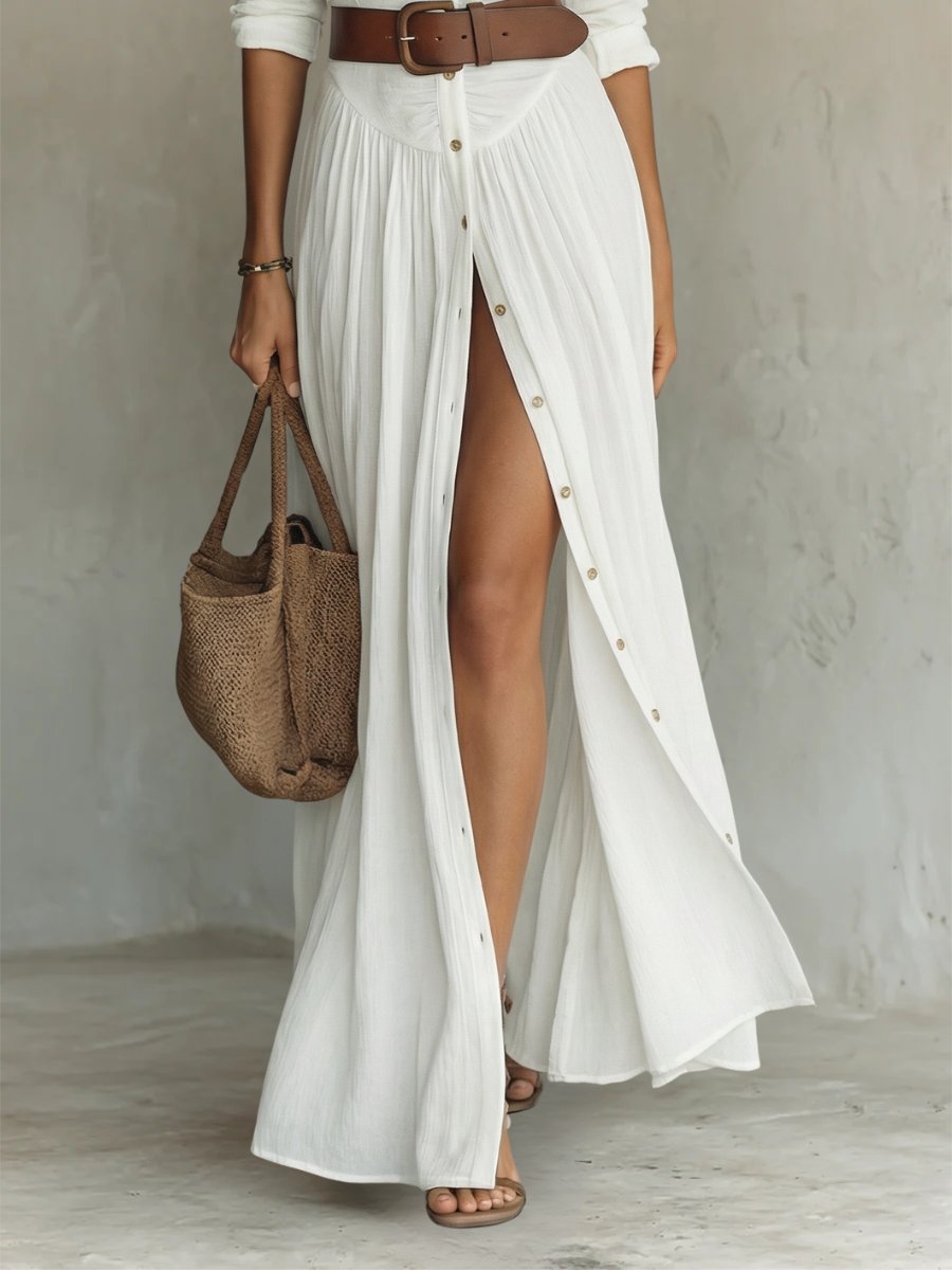 Women’s Maxi Shirt Dress Classic Button-Front Boho Style 1