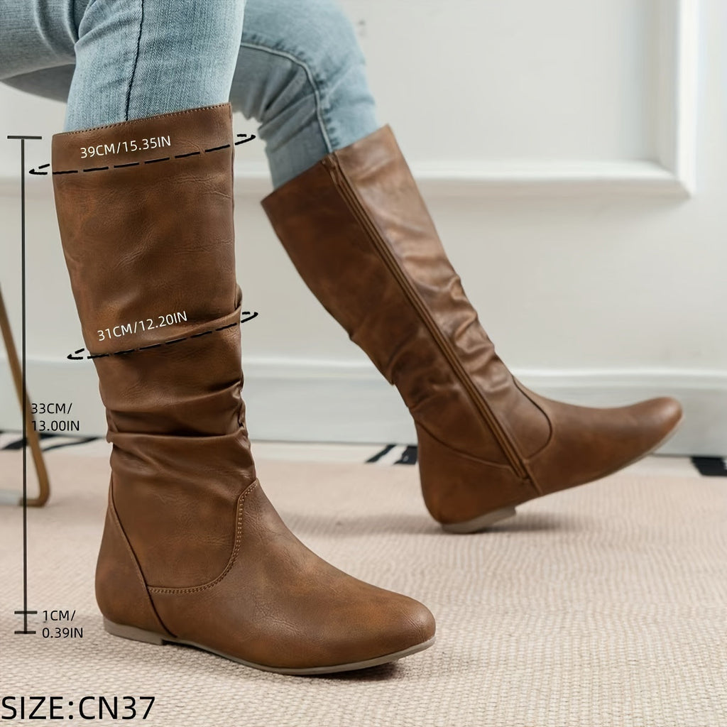 Women’s Mid-Calf Slouched Boots Comfortable Everyday Style 3