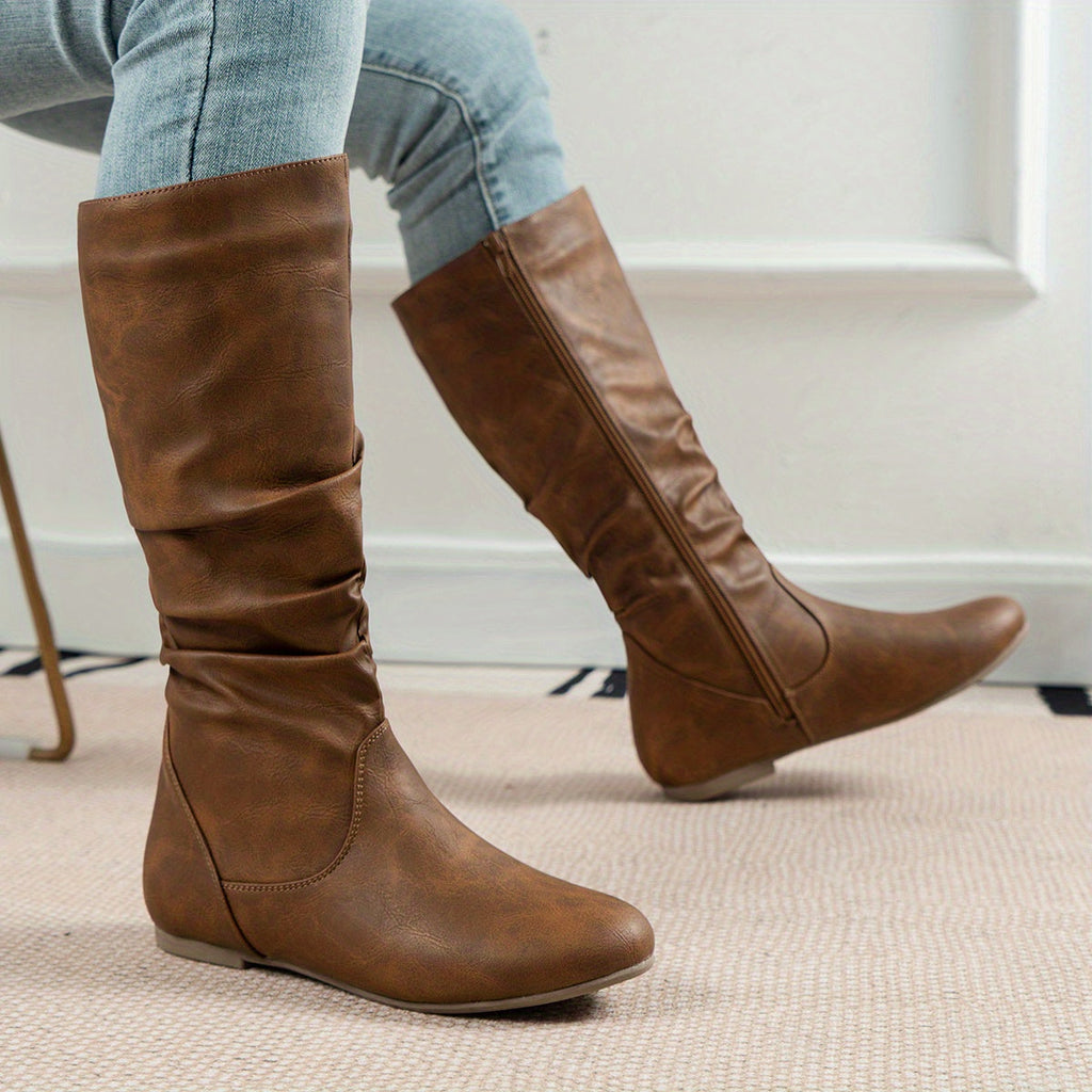 Women’s Mid-Calf Slouched Boots Comfortable Everyday Style 4