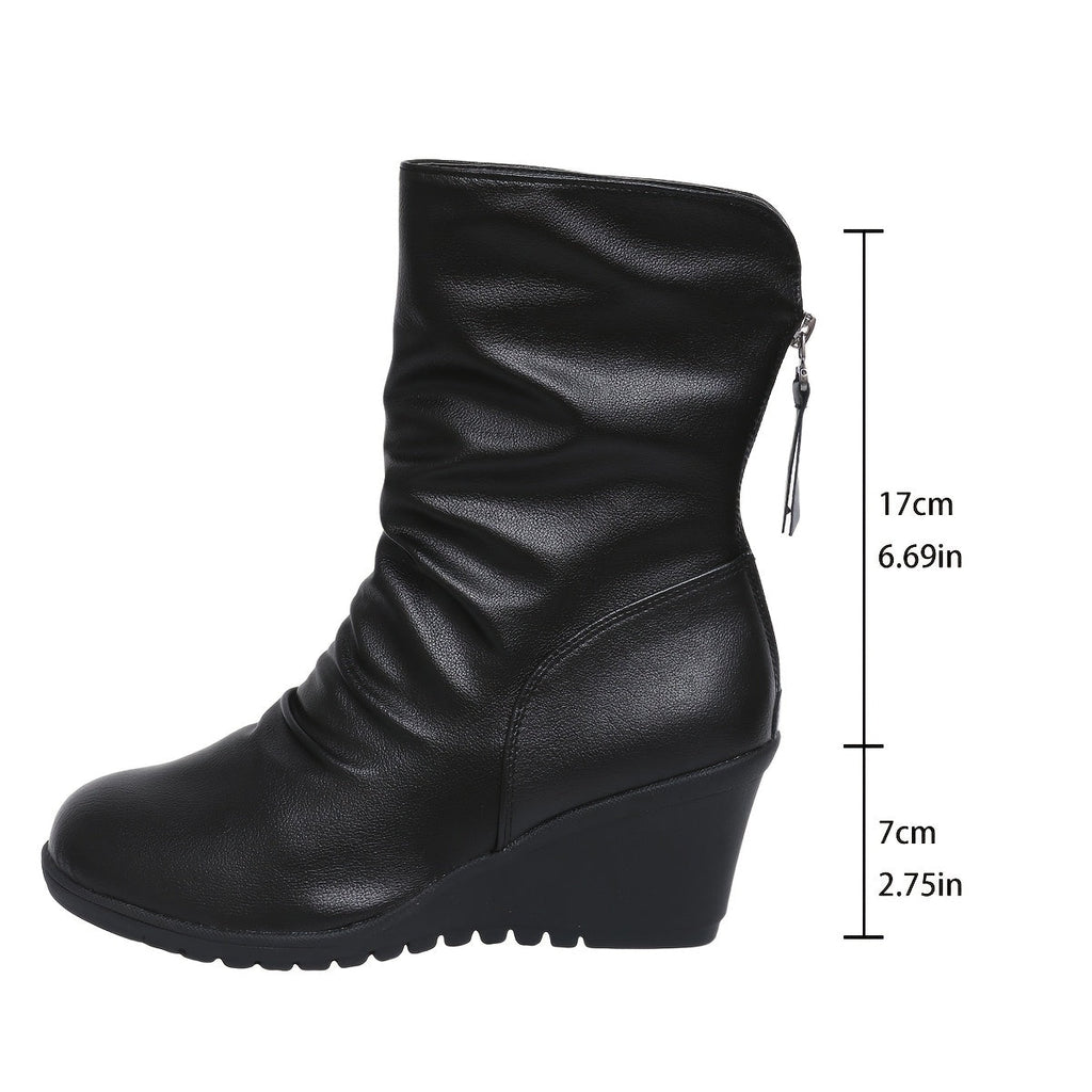 Women’s Mid-Calf Wedge Boots Sleek Elegant Design 5