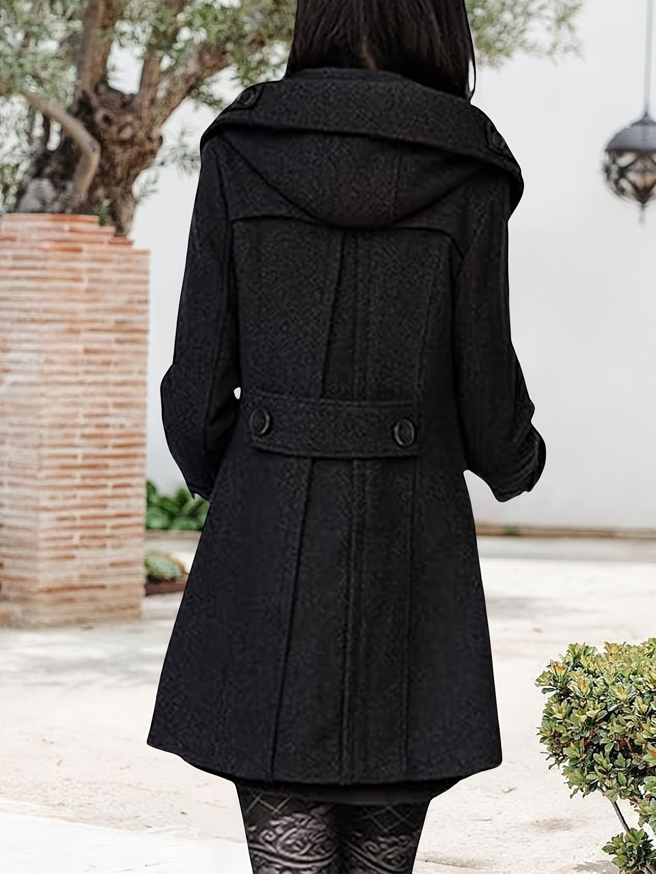 Women’s Mid-Length Hooded Double-Breasted Wool Coat Elegant Design 2