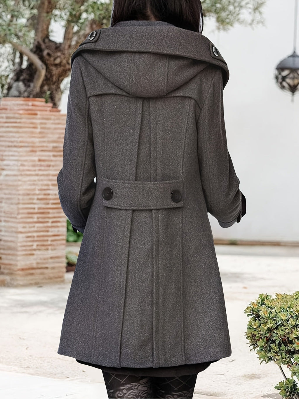 Women’s Mid-Length Hooded Double-Breasted Wool Coat Elegant Design 8