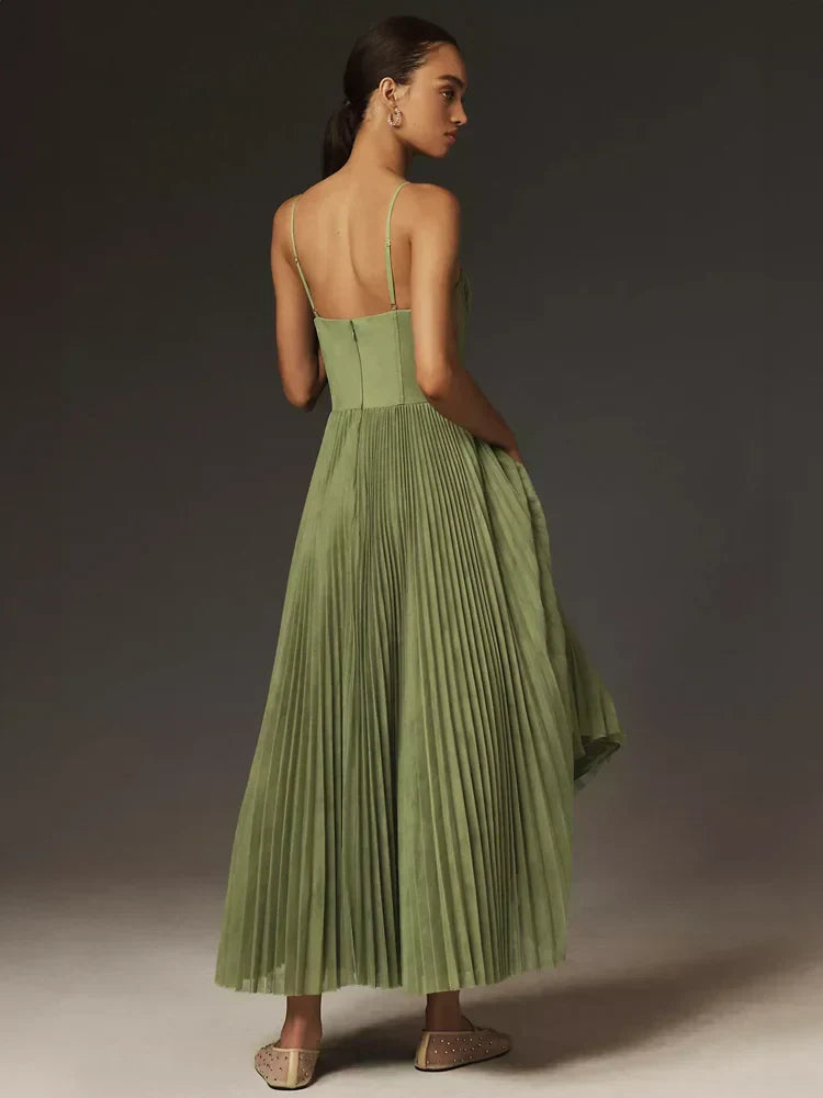 Women’s Midi Dress Elegant Pleated Tulle Design 3