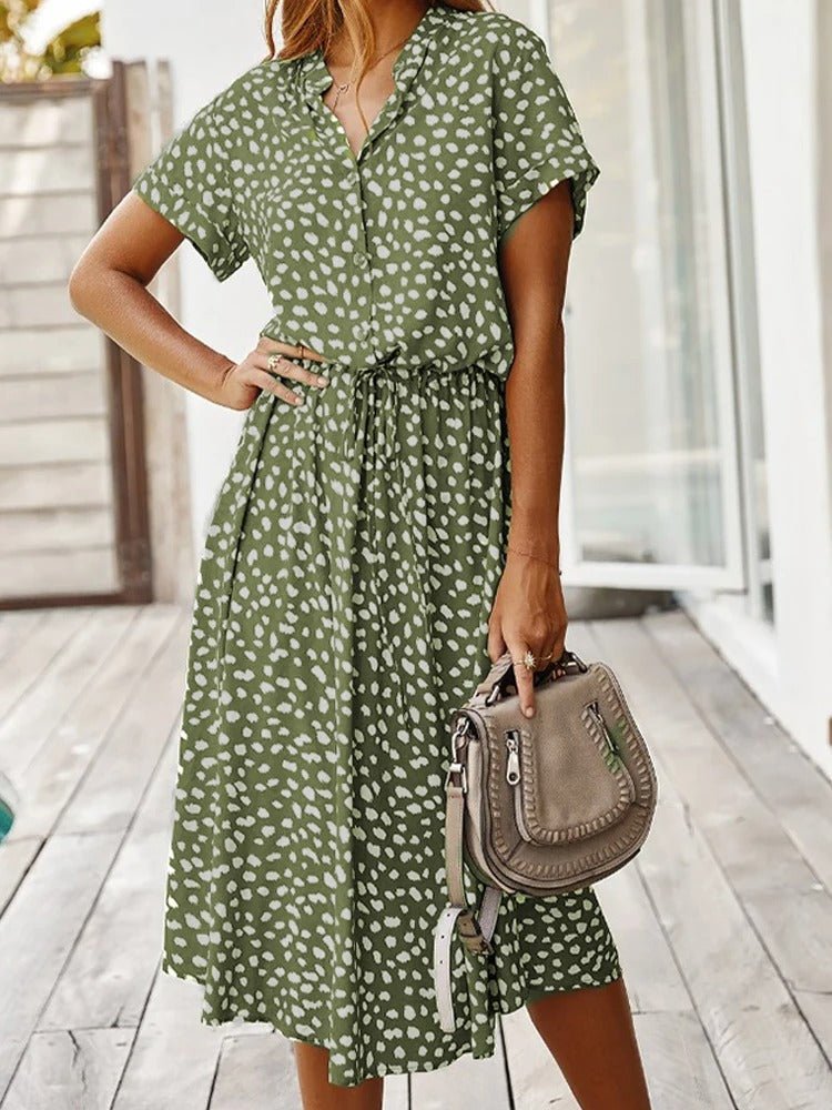 Women’s Midi Dress Lightweight Printed Summer Style 1