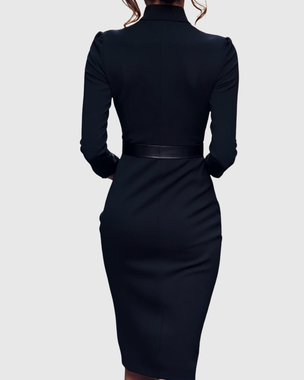 Women’s Midi Dress Sophisticated Mock Wrap Design with Functional Pockets 5