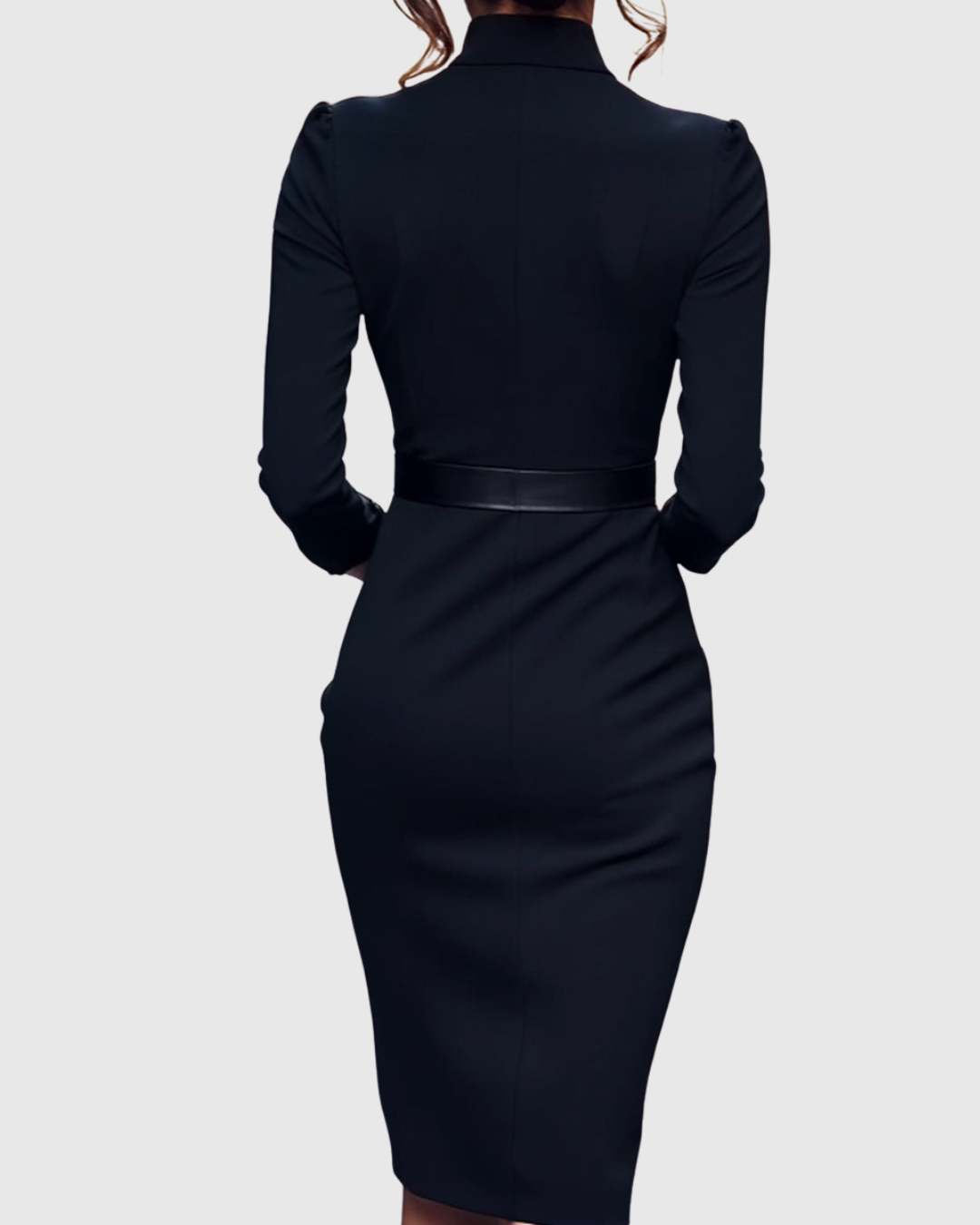 Women’s Midi Dress Sophisticated Mock Wrap Design with Functional Pockets 5