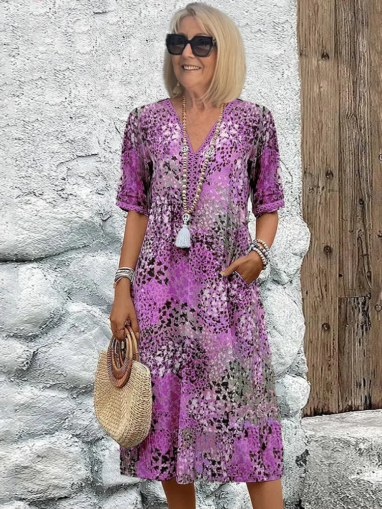 Women’s Midi Dress Vibrant Pattern Flowing Summer Style 4