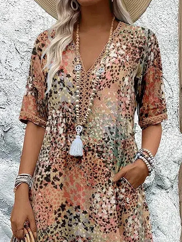 Women’s Midi Dress Vibrant Pattern Flowing Summer Style 6