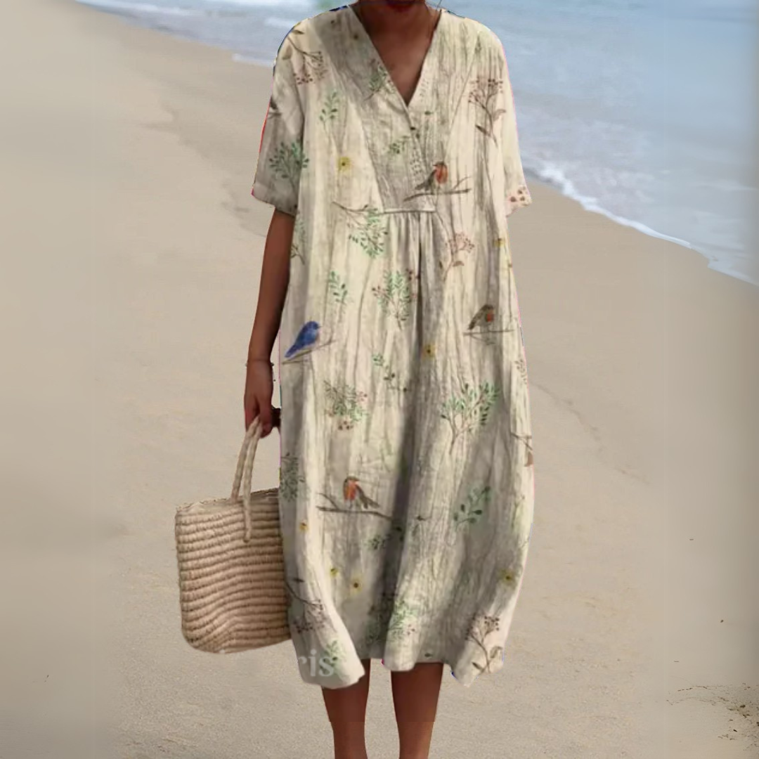 Women’s Multicolor V-Neck Dress Lightweight Summer Style 14