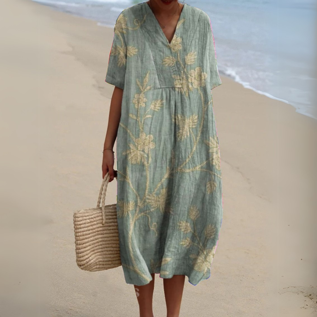 Women’s Multicolor V-Neck Dress Lightweight Summer Style 3