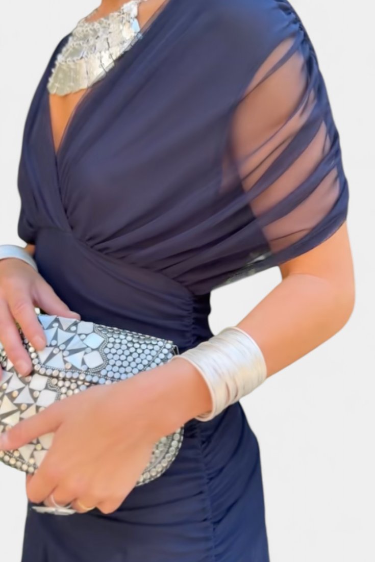 Women’s Off-Shoulder Midi Dress Elegant Chiffon Design 11