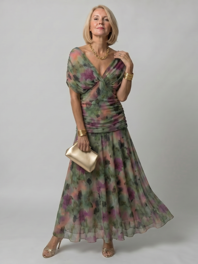 Women’s Off Shoulder Midi Dress Draped Neckline Design 10