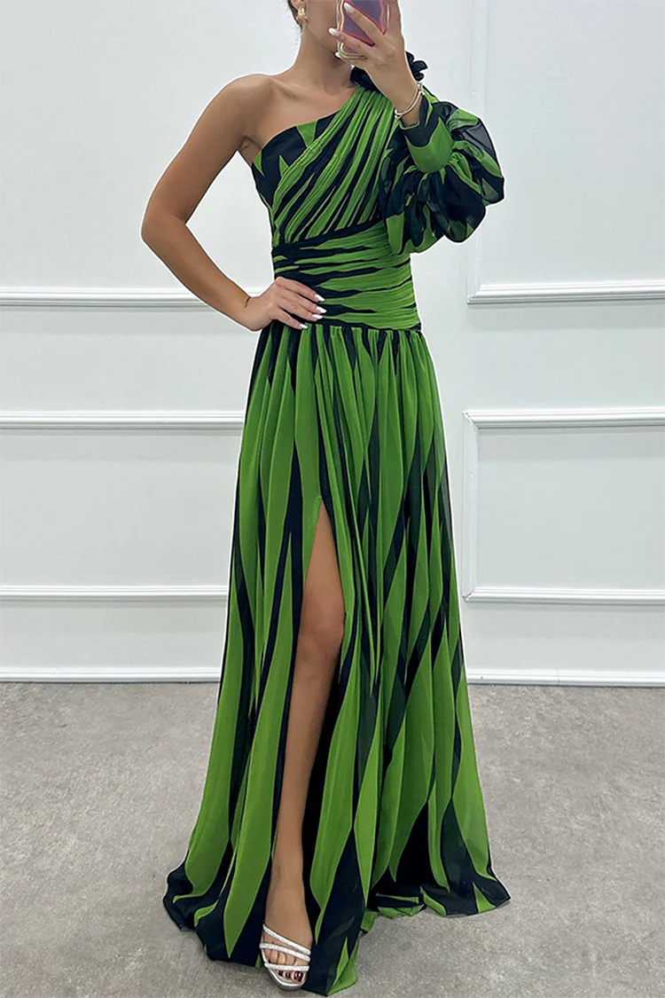 Women’s One-Shoulder Maxi Dress Elegant Striped Design for Summer Events 4