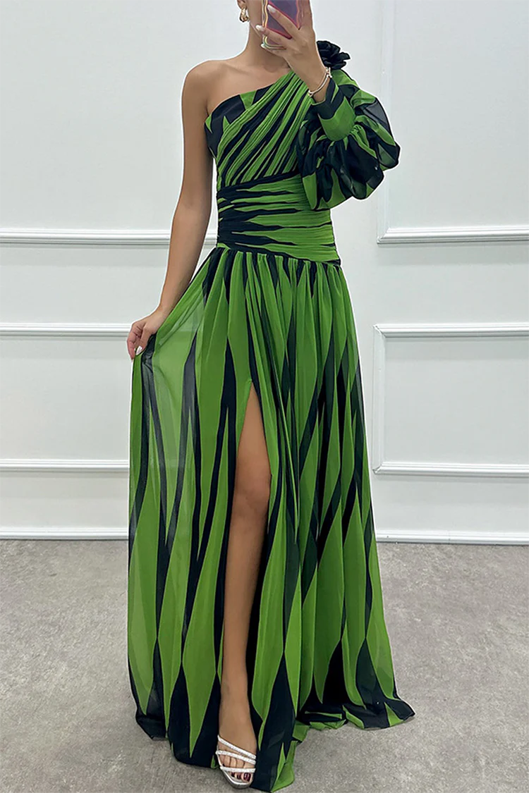 Women’s One-Shoulder Maxi Dress Elegant Striped Design for Summer Events 6