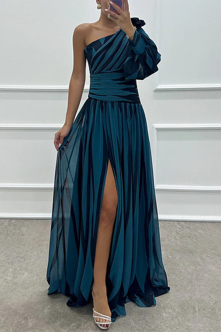 Women’s One-Shoulder Maxi Dress Elegant Striped Design for Summer Events 8