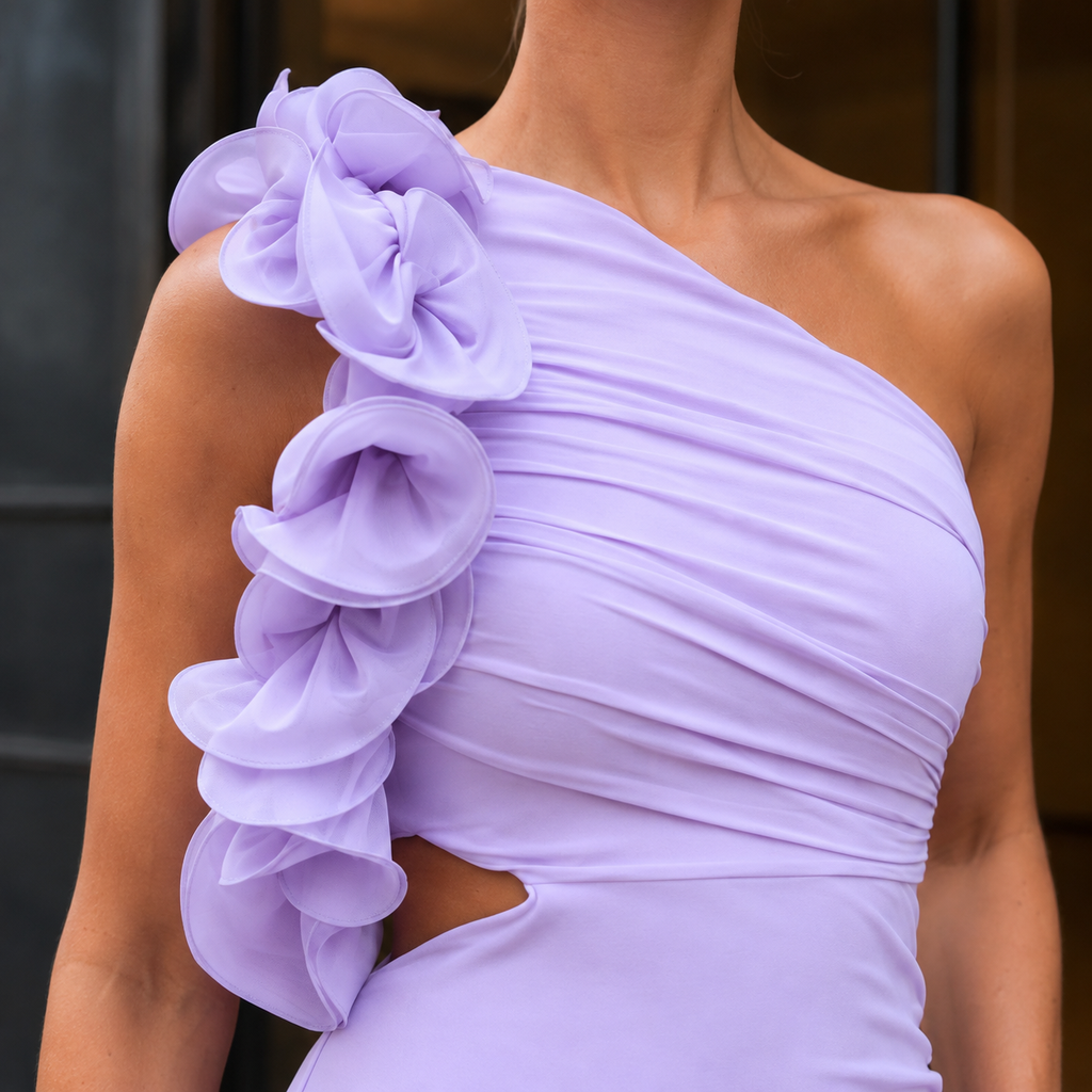 Women’s One-Shoulder Maxi Dress with Ruffle Detail 1