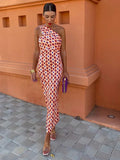 Women’s One-Shoulder Printed Dress Modern Elegant Style 0