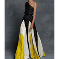Women’s One Shoulder Long Dress Vibrant Pleated Design for Formal Events 0
