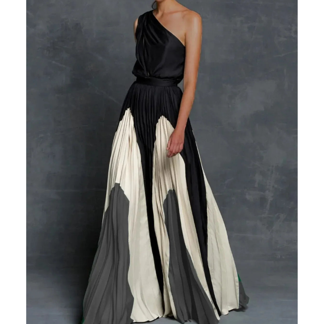 Women’s One Shoulder Long Dress Vibrant Pleated Design for Formal Events 2