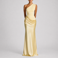 Women’s One Shoulder Maxi Dress Elegant Draped Silhouette 0