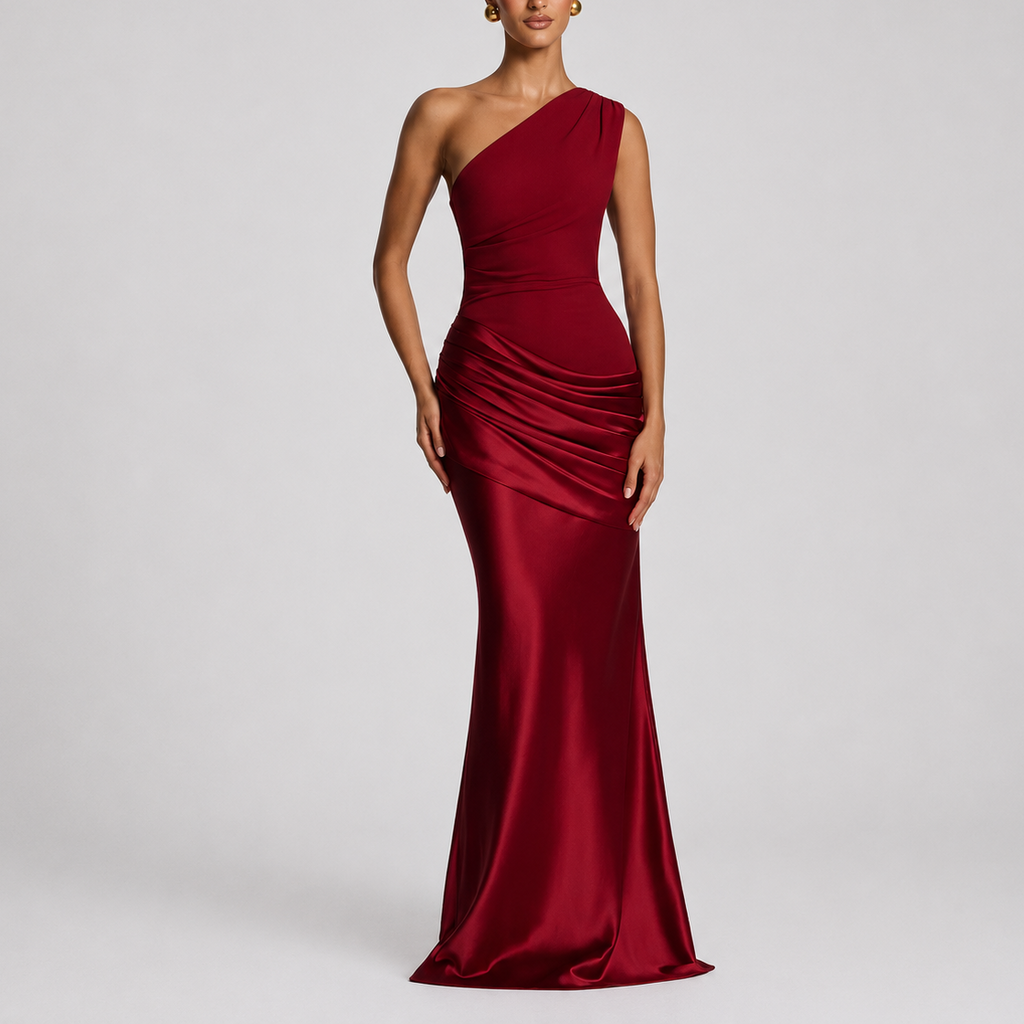 Women’s One Shoulder Maxi Dress Elegant Draped Silhouette 2