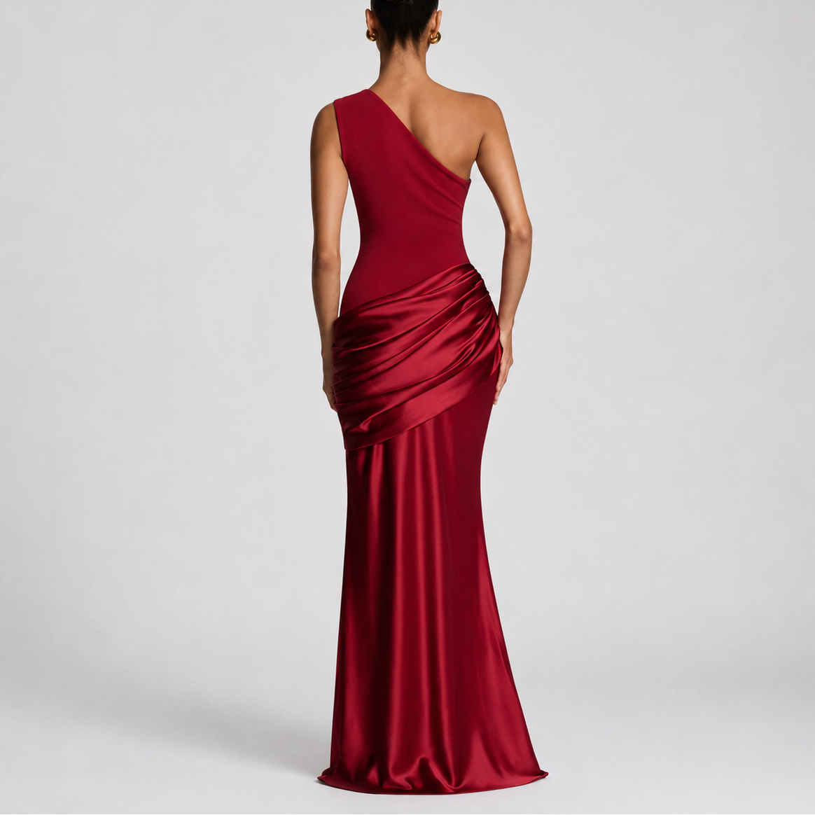 Women’s One Shoulder Maxi Dress Elegant Draped Silhouette 3