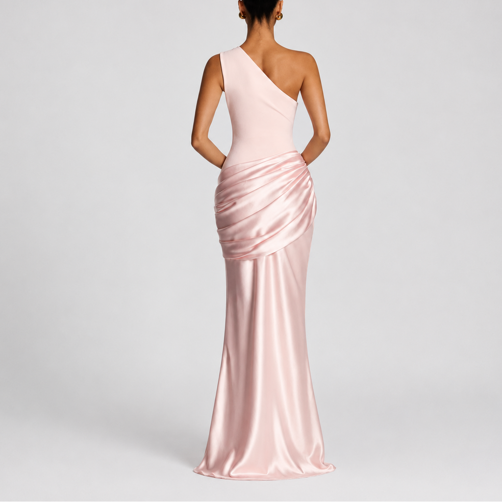 Women’s One Shoulder Maxi Dress Elegant Draped Silhouette 5