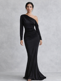 Women’s One Shoulder Maxi Dress Elegant Ruched Design 0