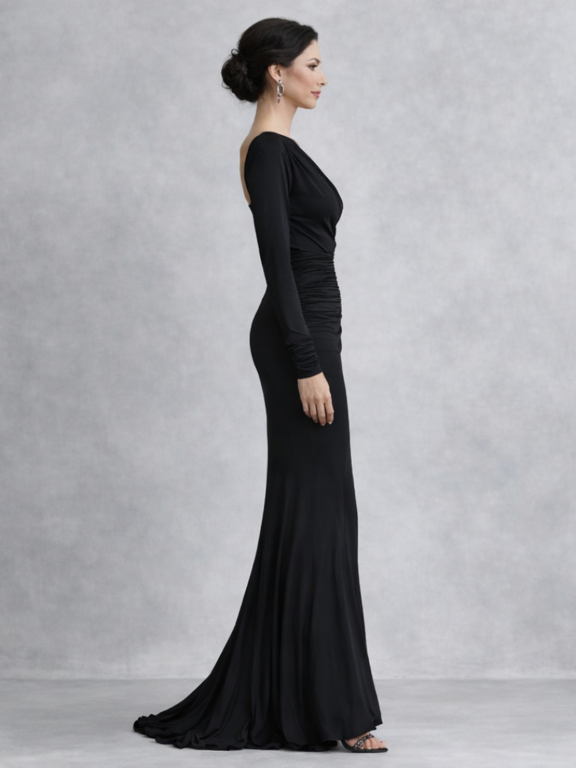 Women’s One Shoulder Maxi Dress Elegant Ruched Design 1