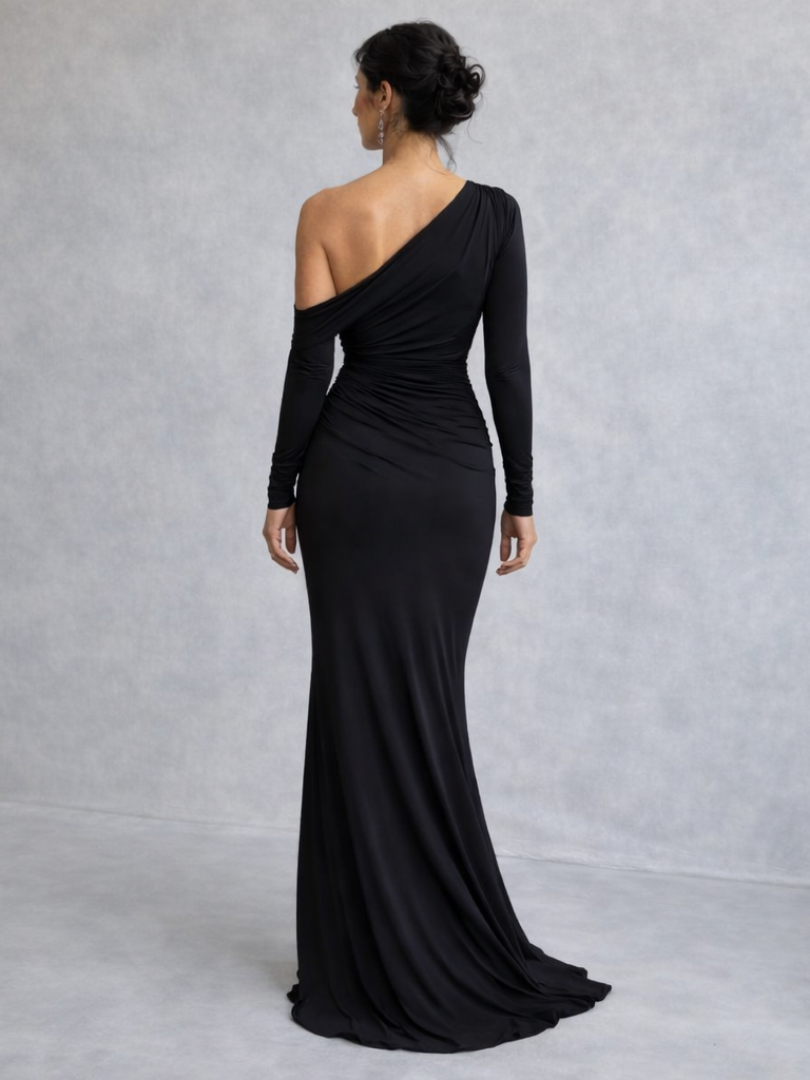 Women’s One Shoulder Maxi Dress Elegant Ruched Design 2
