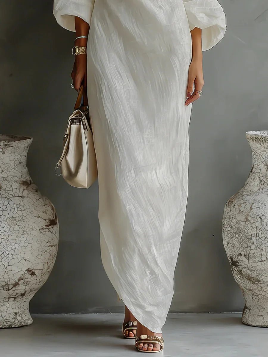 Women’s One Shoulder Maxi Dress Relaxed Linen Style 3