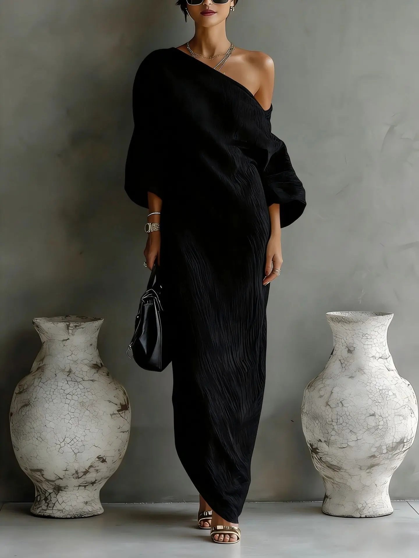 Women’s One Shoulder Maxi Dress Relaxed Linen Style 6