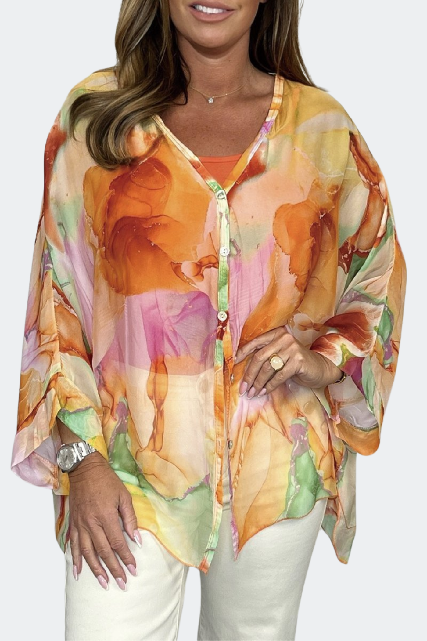 Women’s Oversized Blouse Abstract Print Design 0