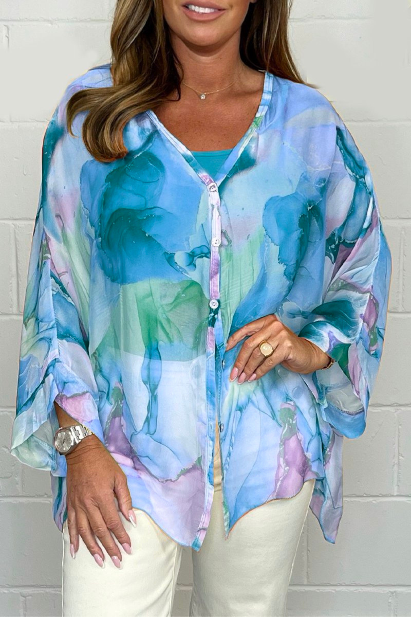 Women’s Oversized Blouse Abstract Print Design 2