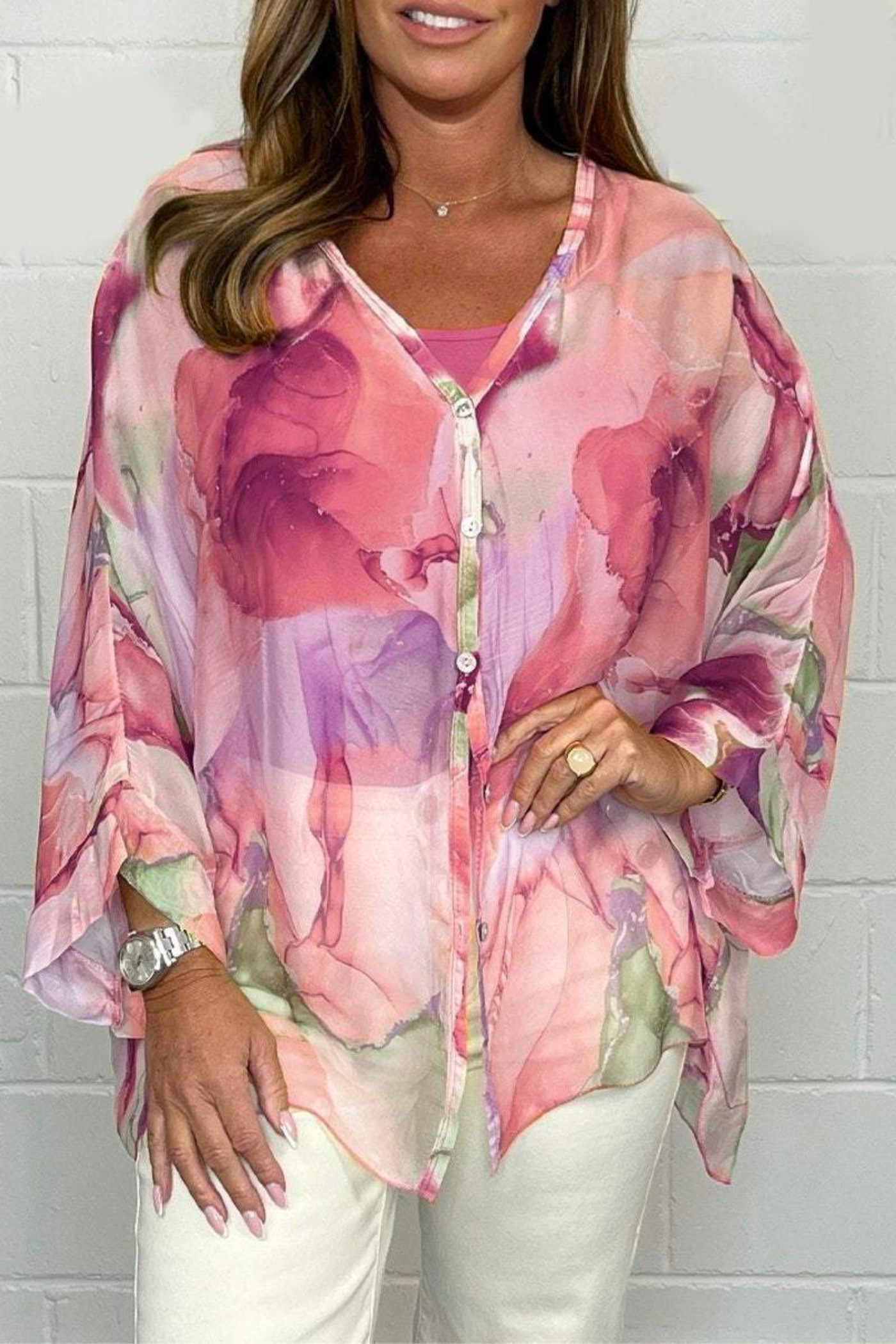 Women’s Oversized Blouse Abstract Print Design 3