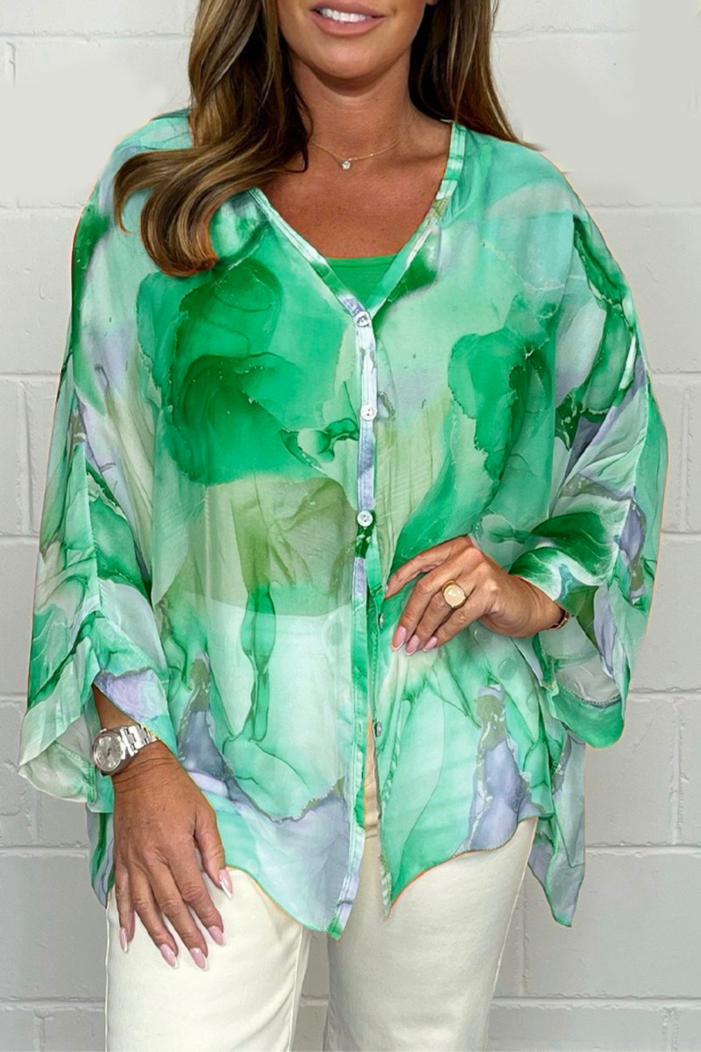 Women’s Oversized Blouse Abstract Print Design 5
