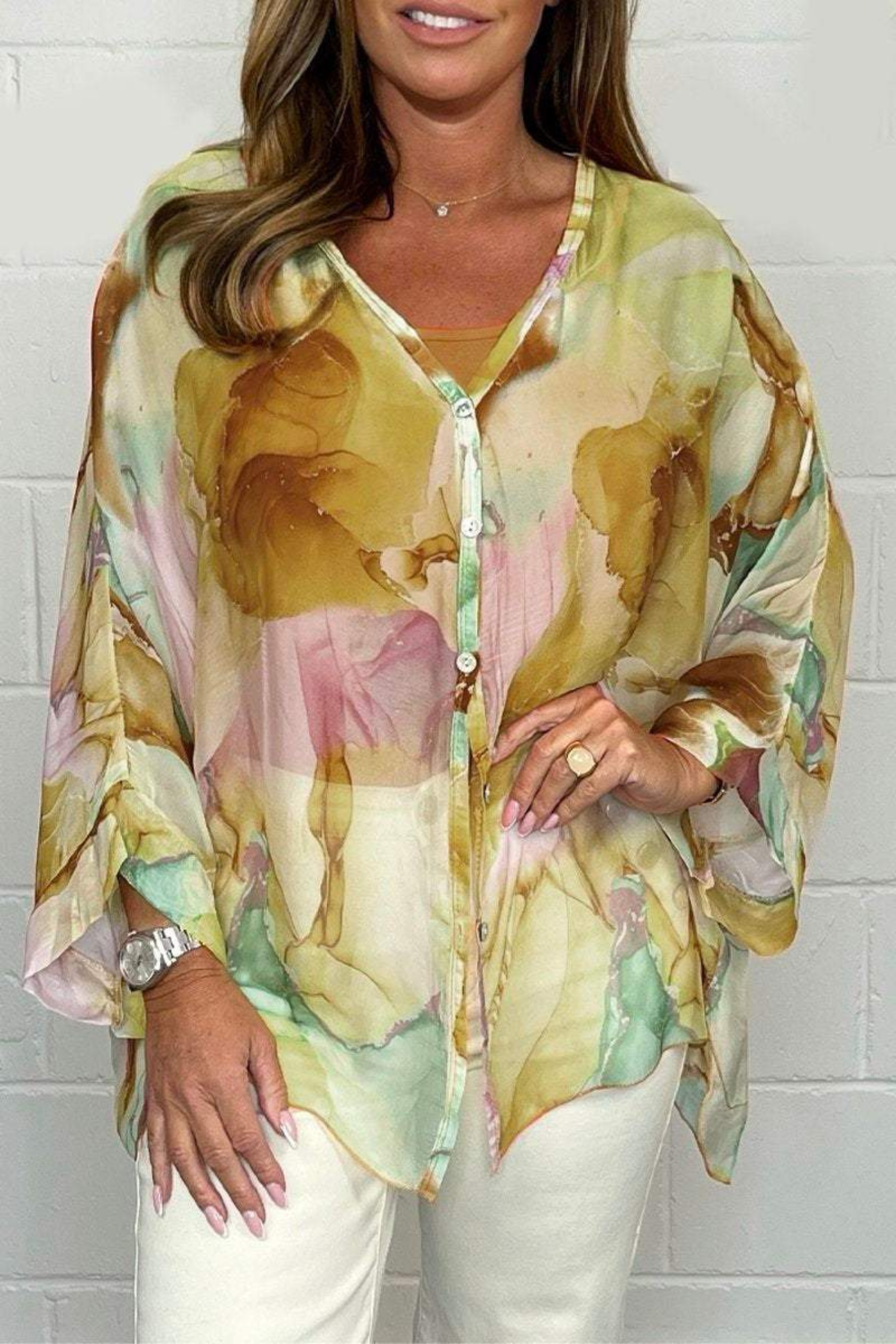 Women’s Oversized Blouse Abstract Print Design 6