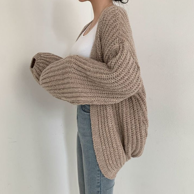 Women’s Oversized Cardigan Sweater Cozy Open Front Design 0