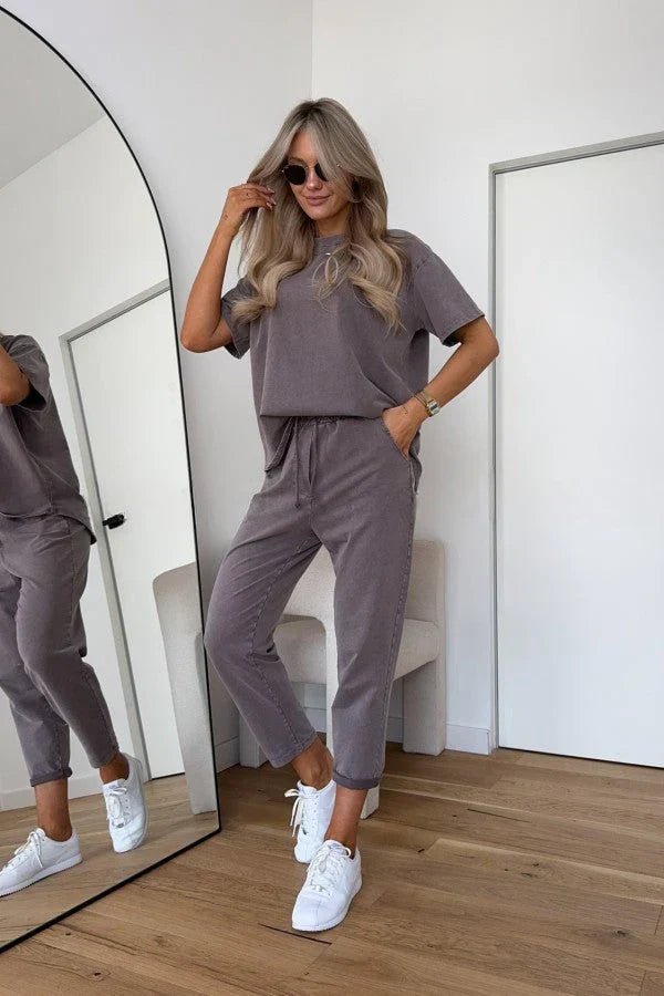 Women’s Oversized Cotton Lounge Set Comfortable Tee and Shorts 5