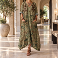 Women’s Oversized Dress Asymmetric Hem and Button-Front Design 0