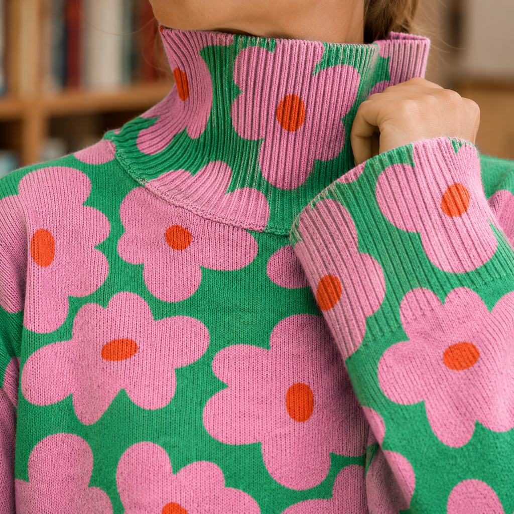 Women’s Oversized Floral Sweater Relaxed Fit Design 1