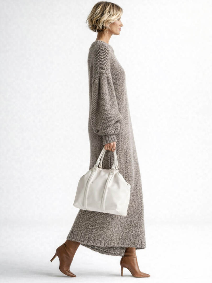 Women’s Oversized Knit Maxi Sweater Dress with Voluminous Sleeves 1