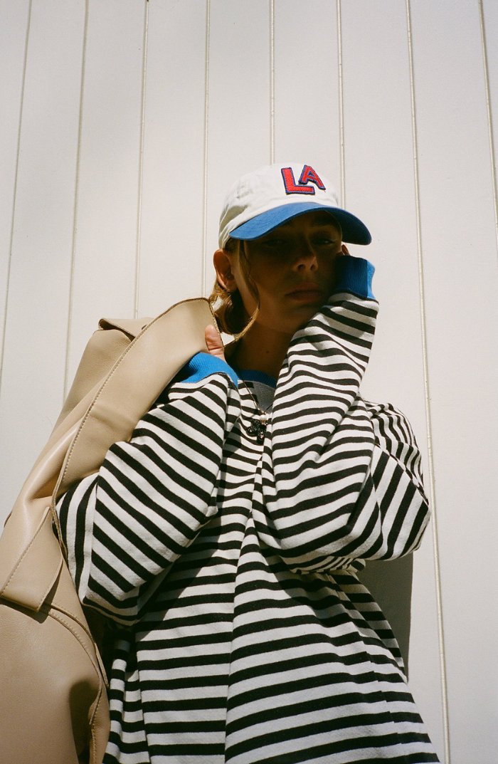 Women’s Oversized Striped Sweatshirt with Neon Contrast Trim 9