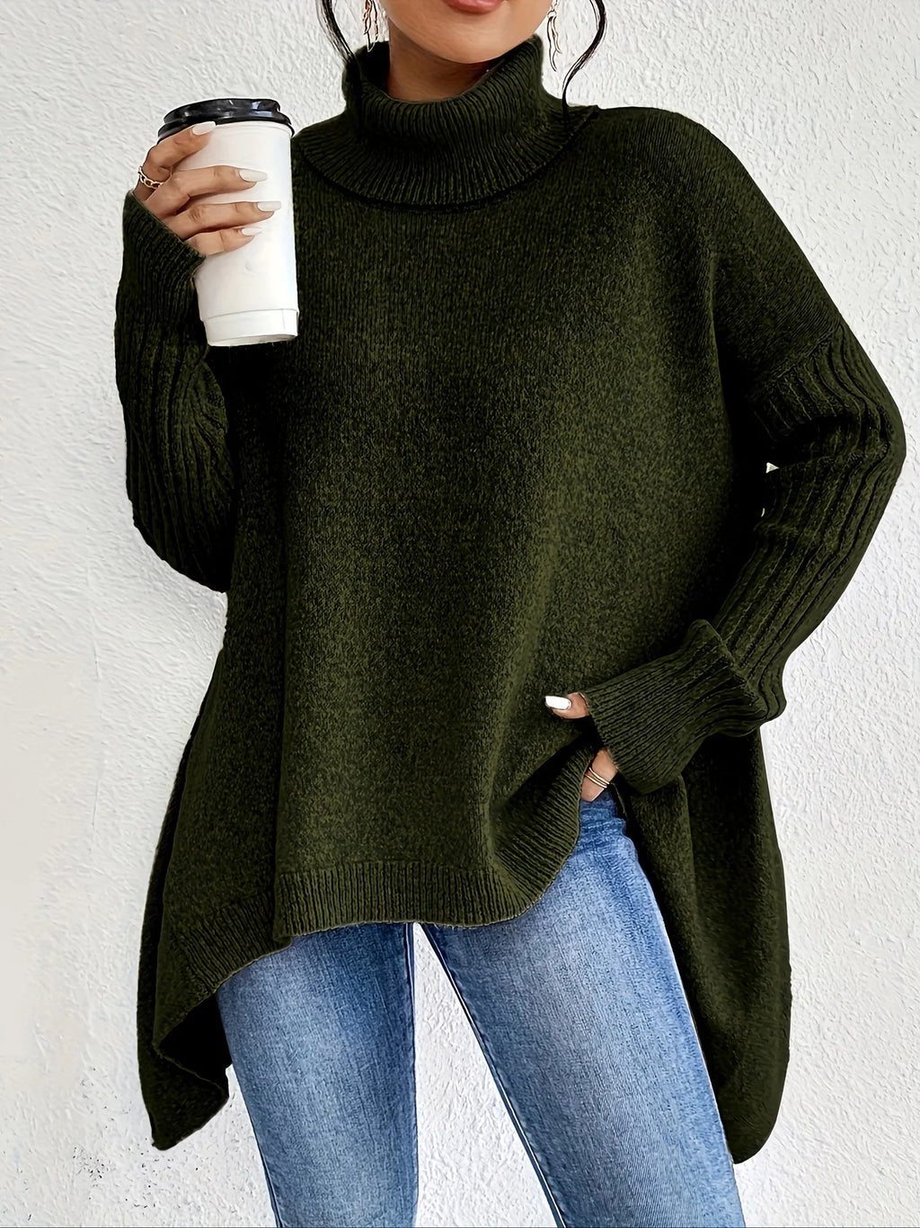 Women’s Oversized Turtleneck Sweater Soft and Cozy Design 0