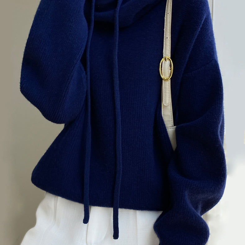 Women’s Oversized Wool Sweater Artfully Knitted with Hood 4