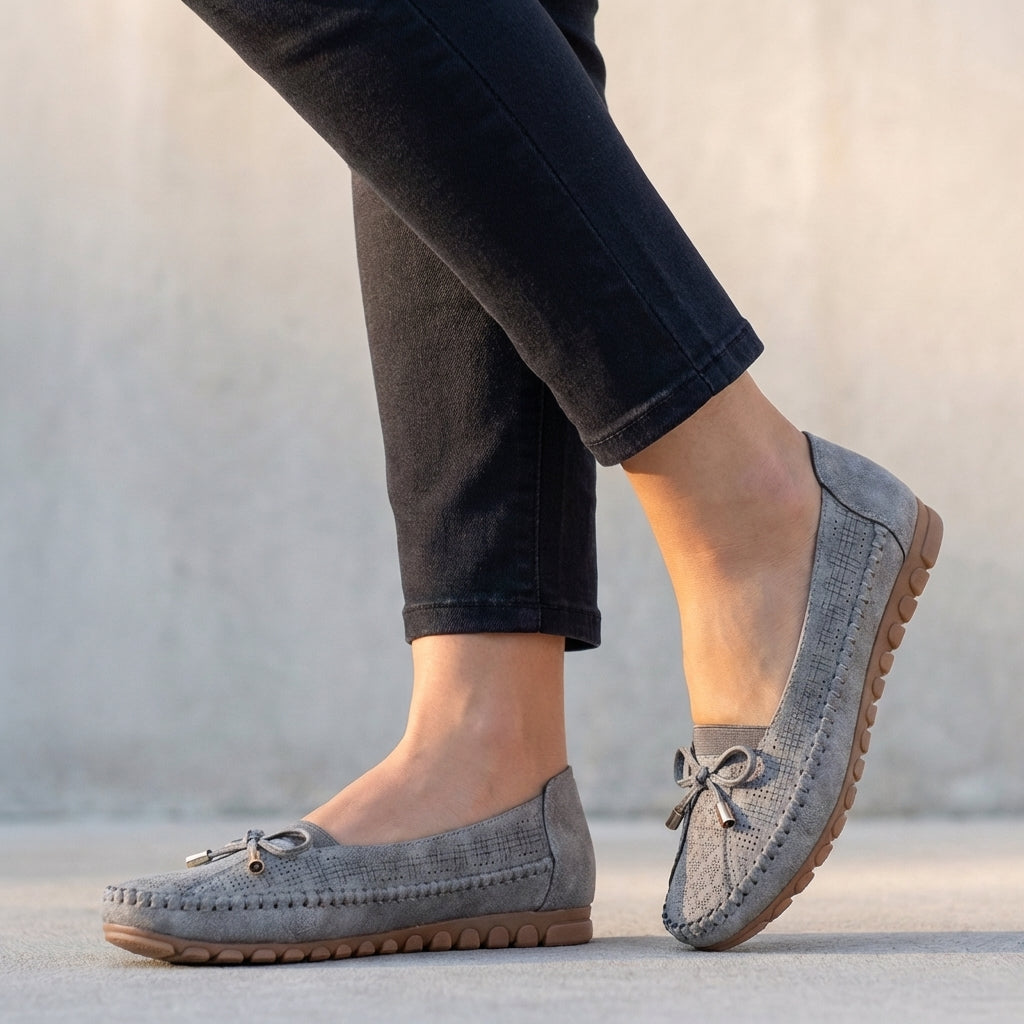 Women’s Perforated Bow Loafers Comfortable Summer Style 1
