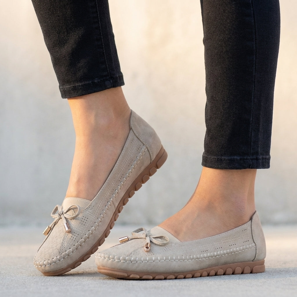 Women’s Perforated Bow Loafers Comfortable Summer Style 3