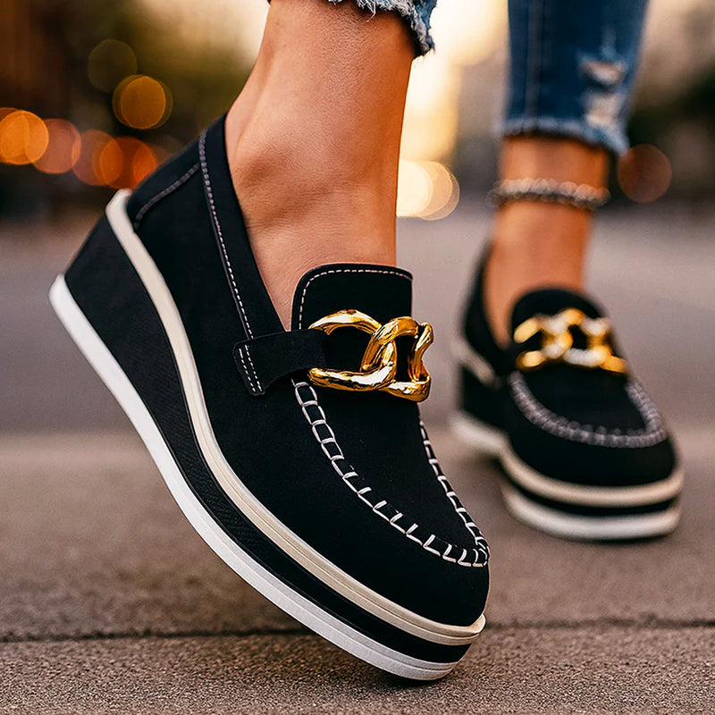 Women’s Platform Loafers with Bold Chain Detail 0