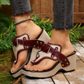 Women’s Platform Sandals Textured Wedge with Layered Straps 0