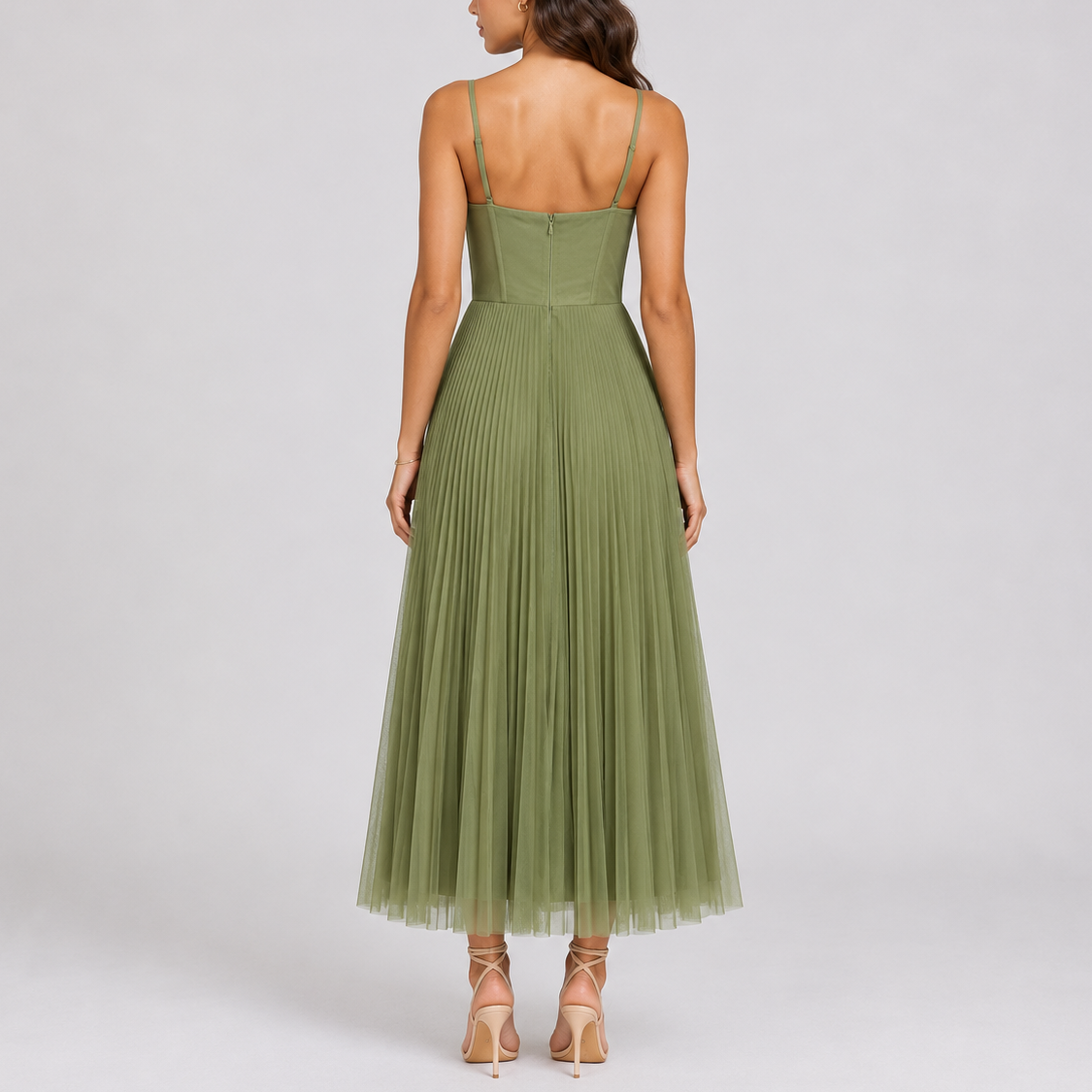 Women's Pleated Maxi Dress Elegant Evening Style 1